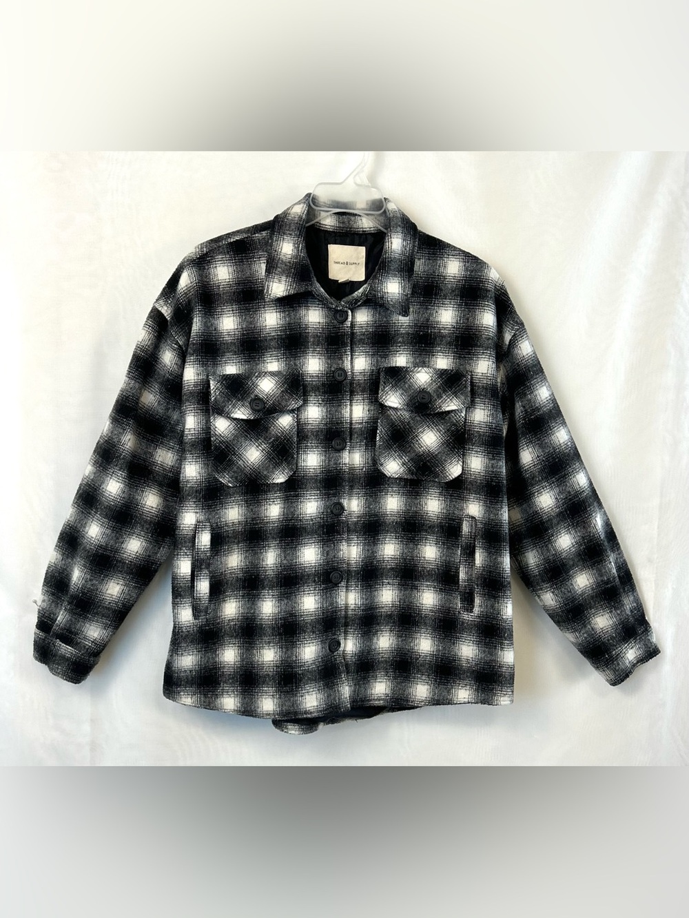 Women’s Thread & Supply Plaid Button Down Shirt Jacket / Pockets / Large